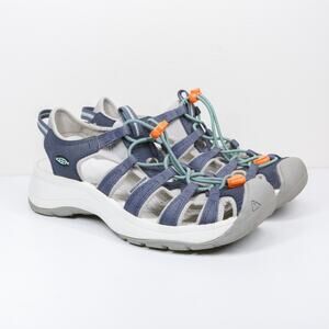 KEEN Astoria West Closed Toe Waterproof Sandals Bungee Laces Blue Womens Sz 8.5